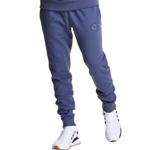 CHAMPION Powerblend Joggers Big C Logo Pants Classic Sky Blue Men’s Size Small